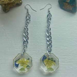 Dangle Resin Real Colorado Flower Earrings Handpicked and Handmade